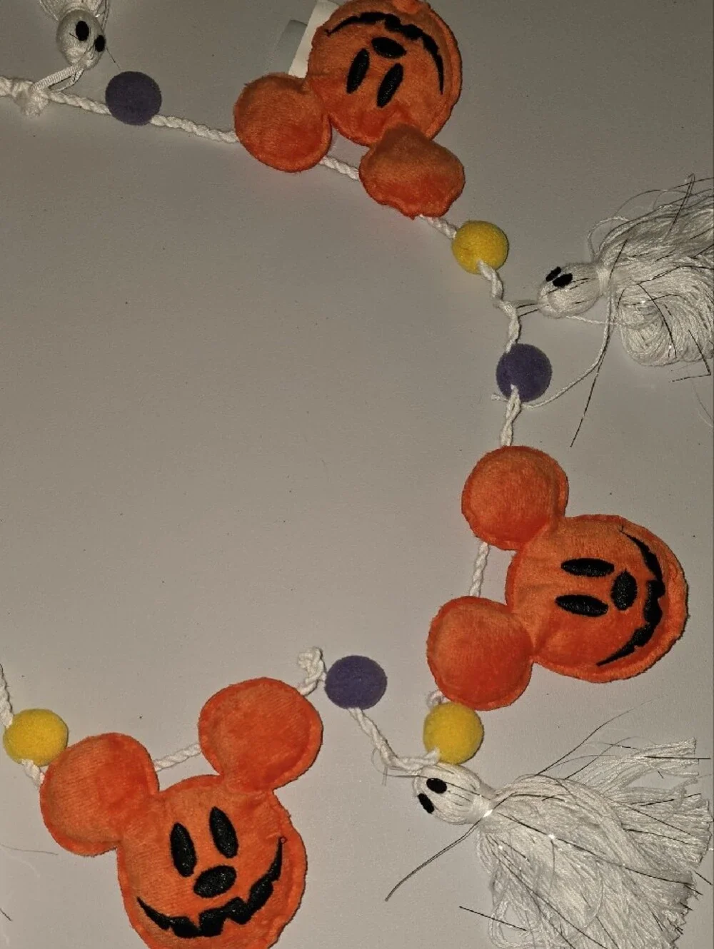 Disney Orange Pumpkin Mickey Garland with White Tassels